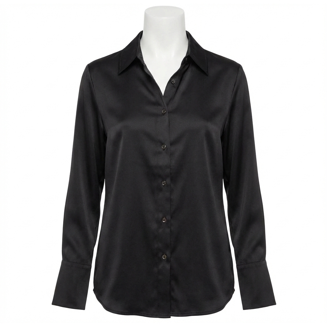 New Ramy Brook Victoria Silk Button Down Blouse In Black